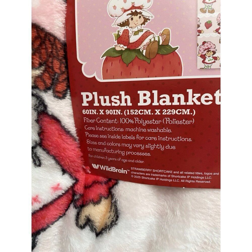 Strawberry Shortcake Classic 60 X 90” Soft Plush Blanket TWIN Size Poses Flowers - Picture 3 of 16
